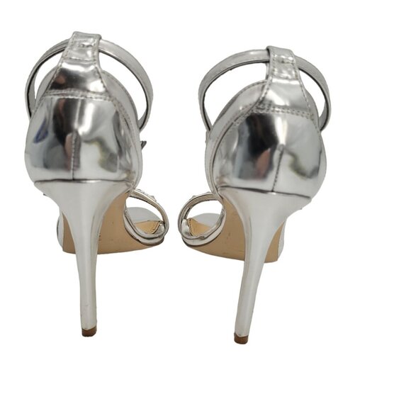 Gianni Bini Metallic Silver Color Ankle Strap Stiletto Heel Size 7 - Picture 4 of 11